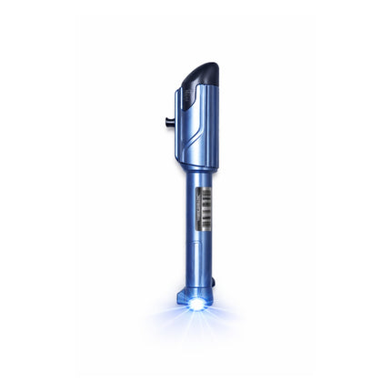 Blue lighter with a glowing effect on a white background