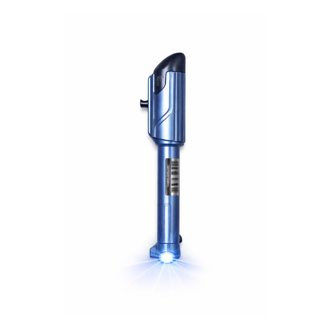 Blue lighter with a glowing effect on a white background