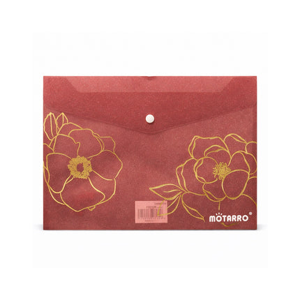 Red envelope with gold floral designs and 'Motarro' branding on a white background