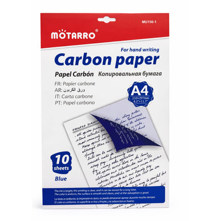 MOTARRO carbon paper package with blue text and A4 label on a white background
