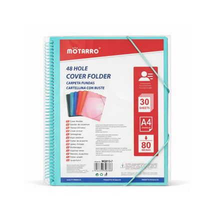 Môtarro 48 hole cover folder with colorful inserts on a white background