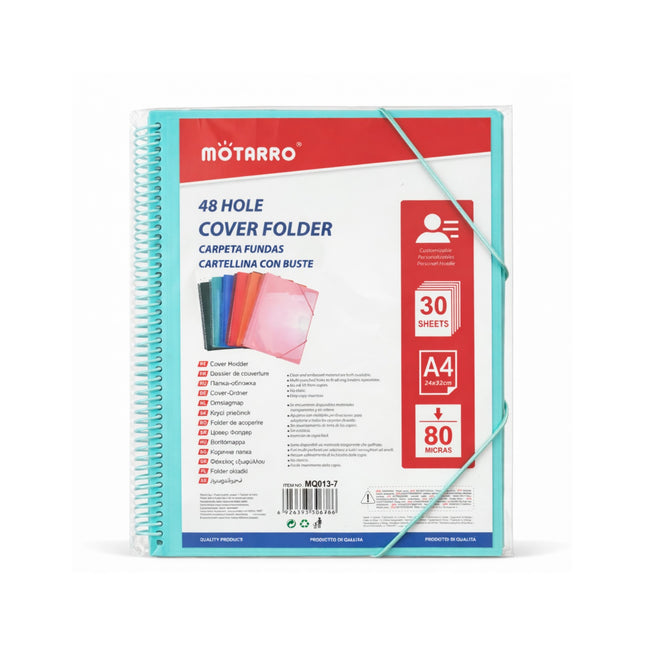 Môtarro 48 hole cover folder with colorful inserts on a white background