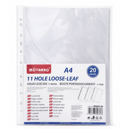 Moterro A4 11 hole loose-leaf binder pages packaging on a white background