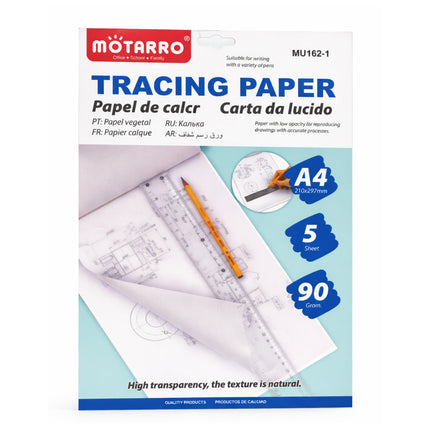 Mötarro tracing paper package with a ruler and pencil on a white background