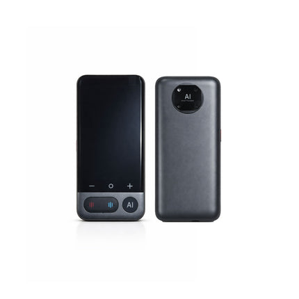 Two black electronic devices on a white background