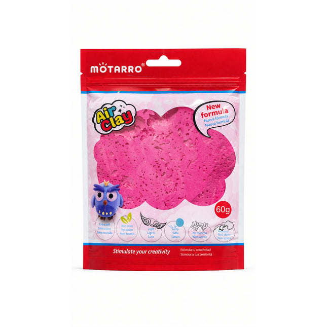 Pink clay package with Motarro branding on a white background
