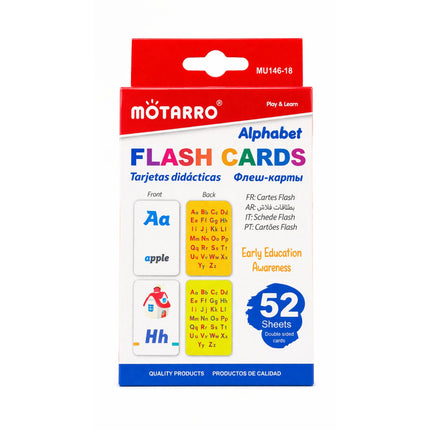 MOTARRO alphabet flash cards packaging on a white background