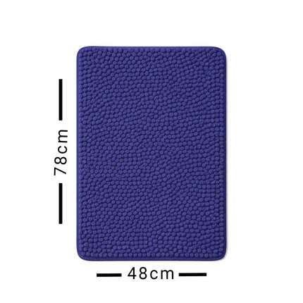 Blue textured mat with measurements on a white background