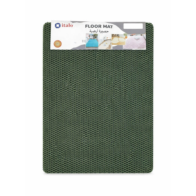 Green floor mat with 'italo' branding on a white background
