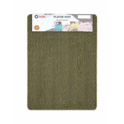 Green floor mat with 'italo' branding on a white background