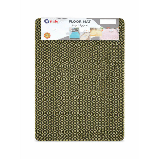 Green floor mat with 'italo' branding on a white background