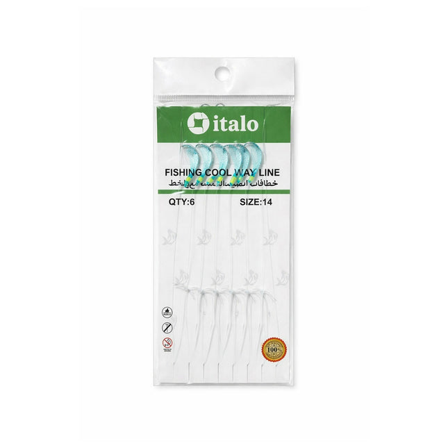 Packaged fishing cool way line with italo branding on a white background