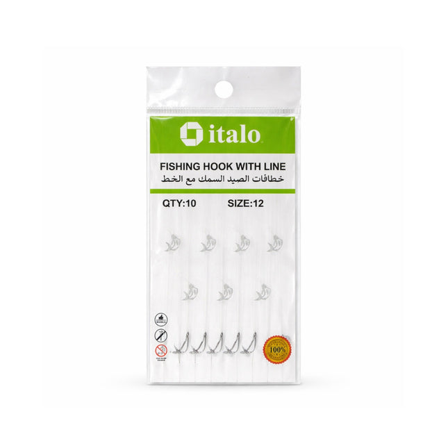 Pack of fishing hooks with line by italo on a white background