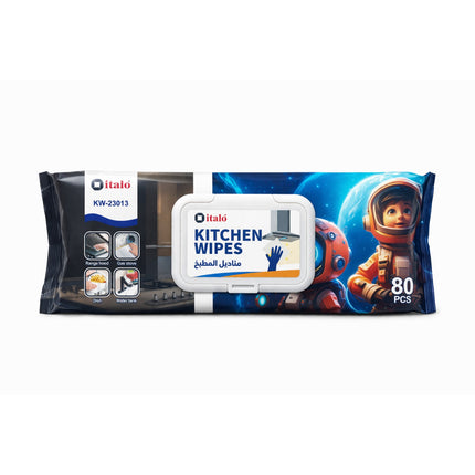 Italo kitchen wipes packaging with space-themed design on a white background