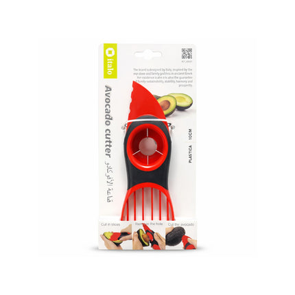 Avocado cutter with packaging on a white background