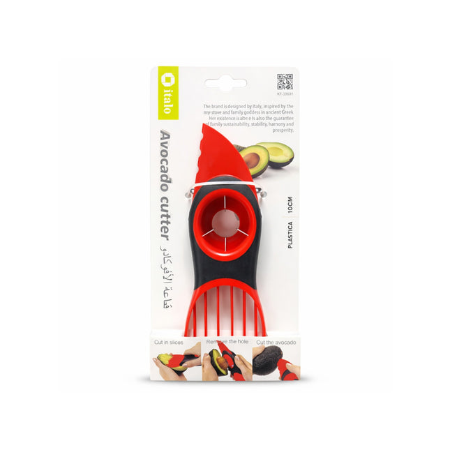 Avocado cutter with packaging on a white background