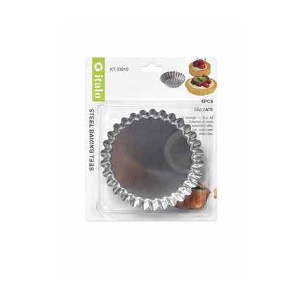 Packaged steel baking mold with a white background