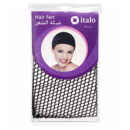 Hair net packaging with a woman's face on the label, featuring the brand 'italo'.