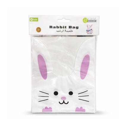 Packaged rabbit-shaped bag with a white background