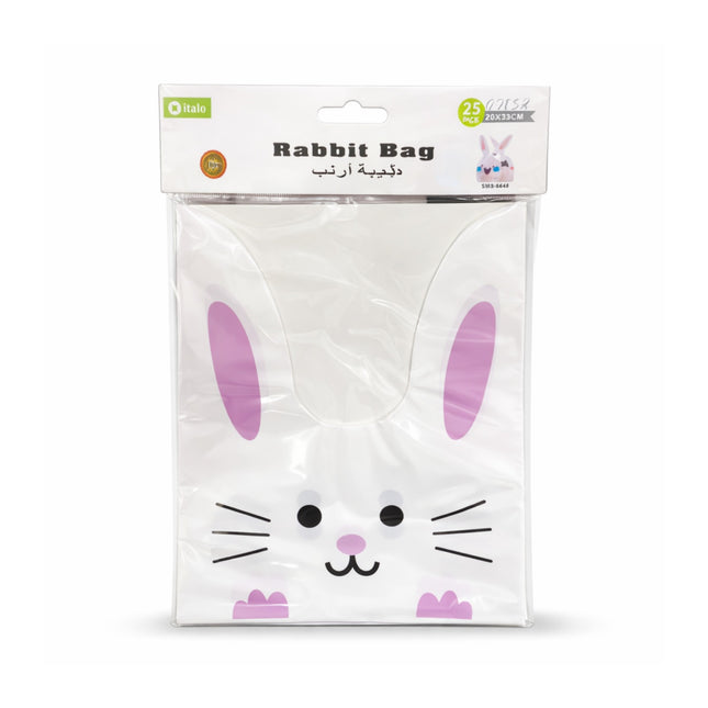 Packaged rabbit-shaped bag with a white background