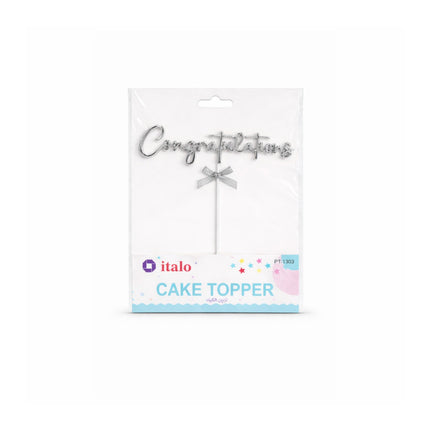 Package of 'Congratulations' cake topper with 'italo' branding on a white background