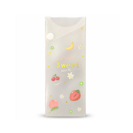 Packaged product with fruit illustrations and 'sweet' text on a light background