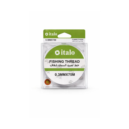 Packaged fishing thread with 'italo' branding on a white background