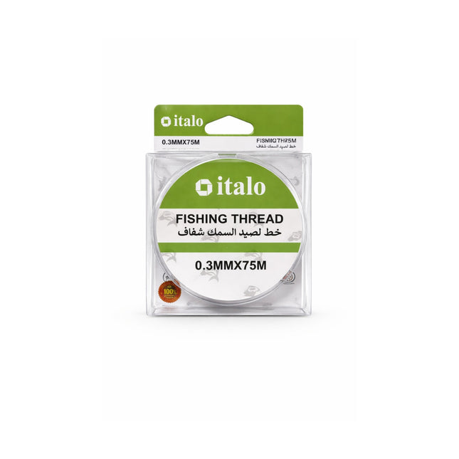 Packaged fishing thread with 'italo' branding on a white background