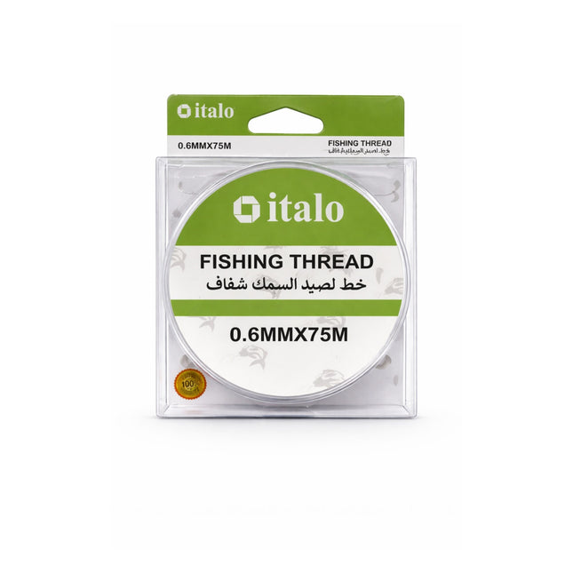 Packaged fishing thread with 'italo' branding on a white background