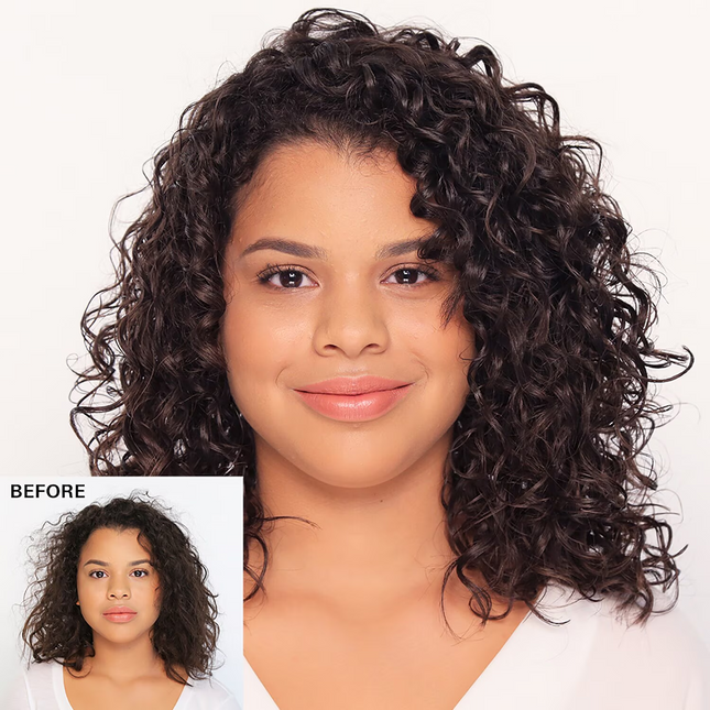 Before and after usage of Color Wow Dream Coat for Curly Hair