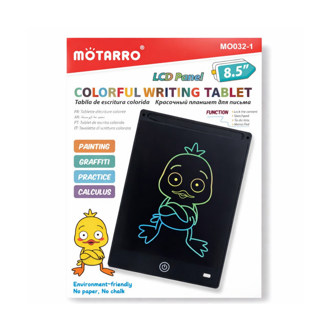 Colorful writing tablet with cartoon character on packaging