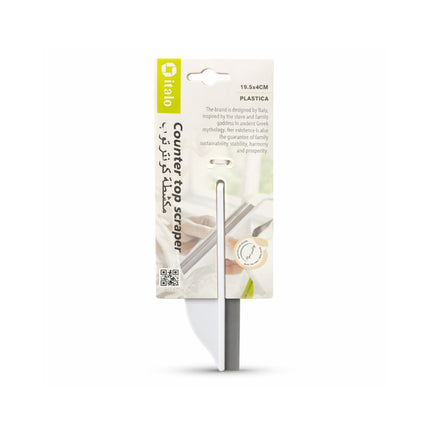Counter top scraper with packaging on a white background
