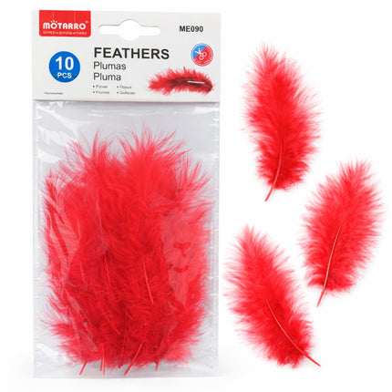 Red feathers with packaging labeled 'Motarro' on a white background