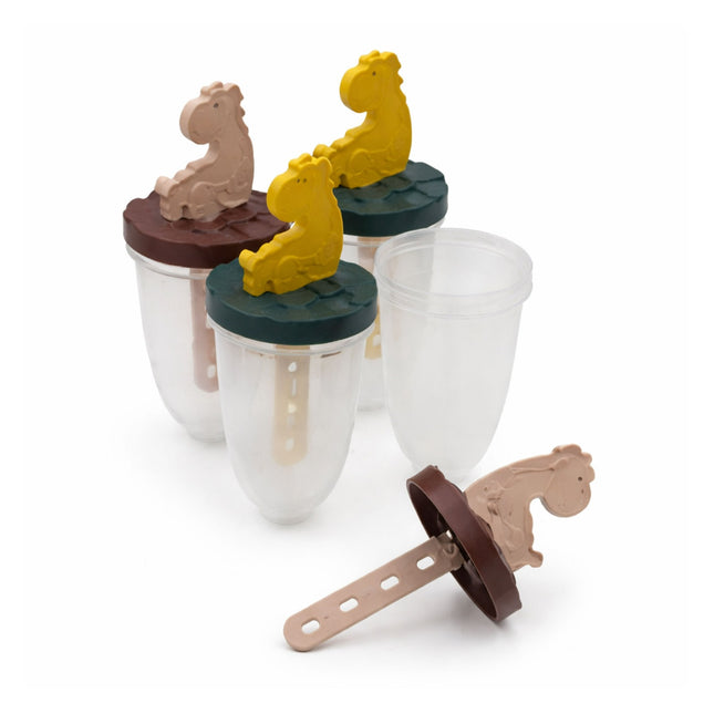 Set of animal-shaped ice cream molds on a white background
