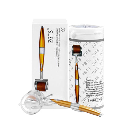  Image of ZGTS 192 Titanium Needle Derma Roller in a protective case, showcasing its high-quality titanium needles and sterile packaging for safe home use.