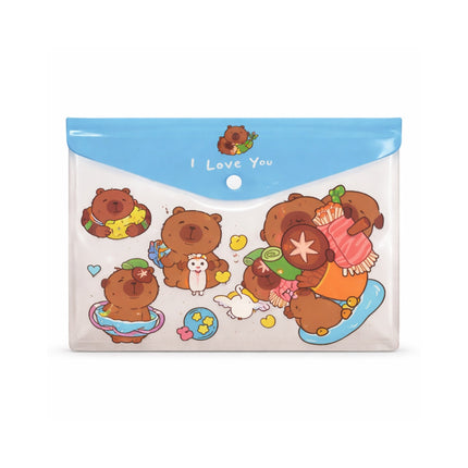 Pack of cartoon bear stickers with 'I Love You' text on a blue and white background