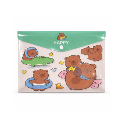 Packaged product with cartoon bears and a green lid labeled 'Happy'.