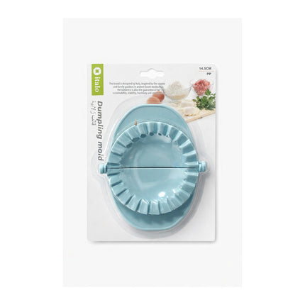 Blue ploughman's lunch mold on a white background with packaging