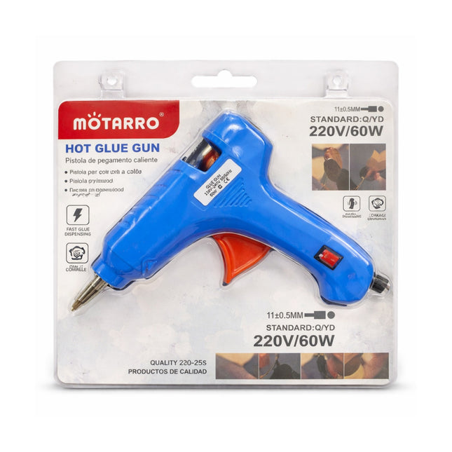 Motarro hot glue gun in packaging on a white background
