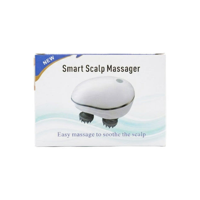 Box of a smart scalp massager with text on a white background