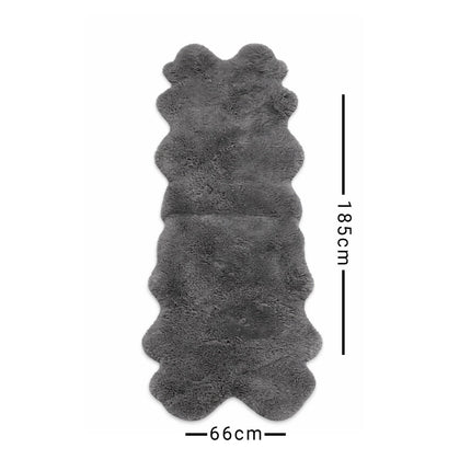 Gray rug with measurements on a white background