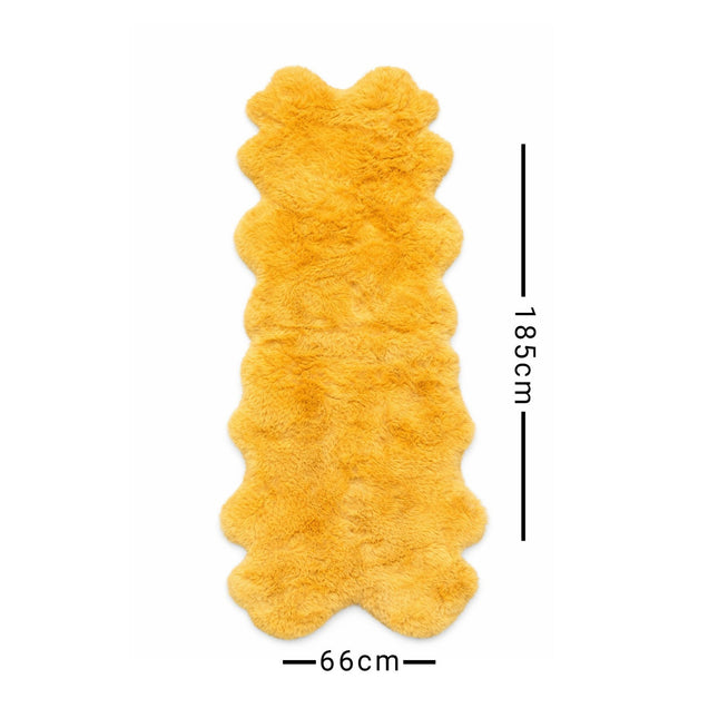 Yellow rug with measurements on a white background