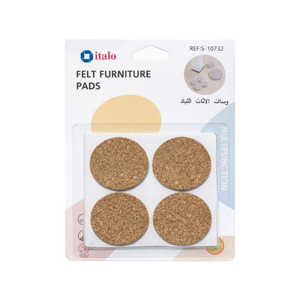Packaging of felt furniture pads with 'italo' branding on a white background