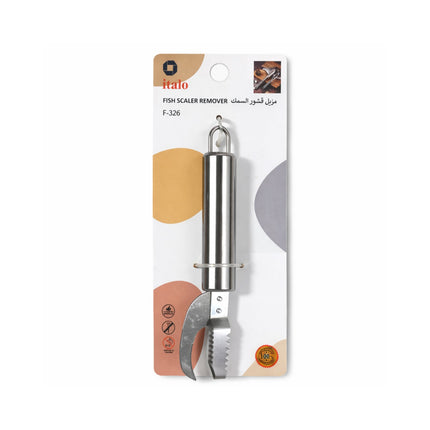 Fish scaler remover with packaging on a white background