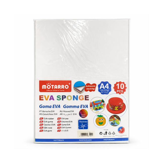 Packaging of Motarro EVA sponge with branding and product details on a white background