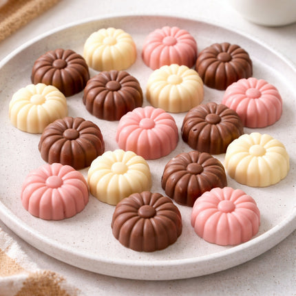Assorted colorful pastries on a white plate