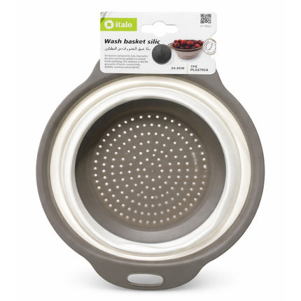 Silicone wash basket with packaging on a white background