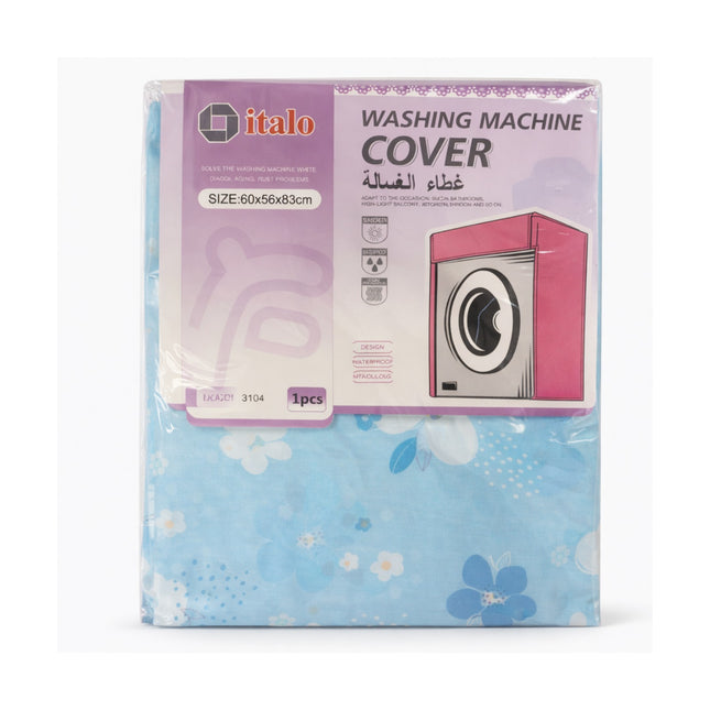 Packaging of italo washing machine cover with floral design on a white background