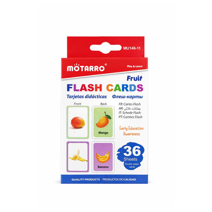 MOTARRO fruit flash cards packaging on a white background