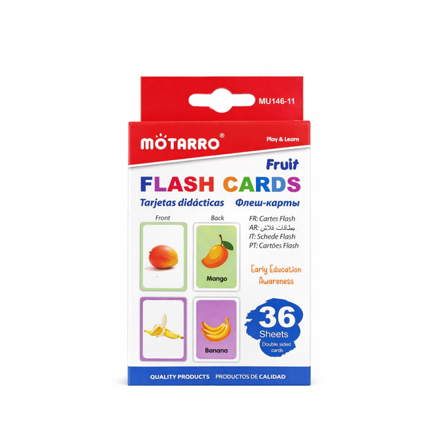 MOTARRO fruit flash cards packaging on a white background